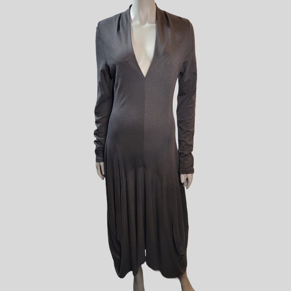 Ronen Chen Long Sleeved Full Length Dress Dark Grey Size 10 US